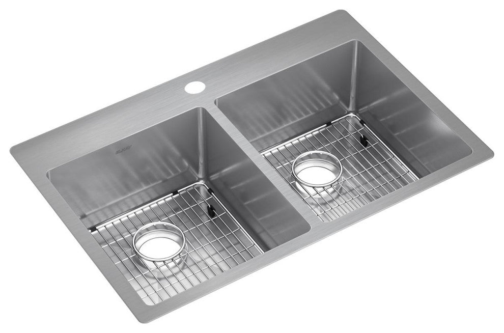 ECTSR33229TBG1 Crosstown Stainless Steel 33" x 22" Dual Mount Sink Kit, 1 Hole