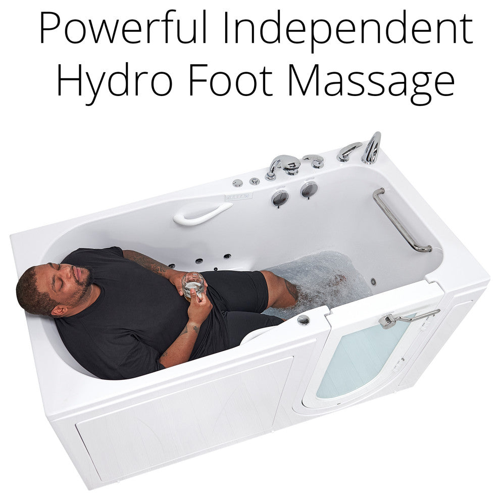 Ella Shak 36"x72" Air + Hydro + Foot Massage Walk-In tub, Outward Door, 2 Drains, 5 Piece Fast Fill Faucet, Right Drain