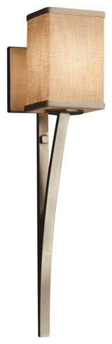 Textile Sabre 1-Light Wall Sconce, Square With Flat Rim, Cream Fabric Shade