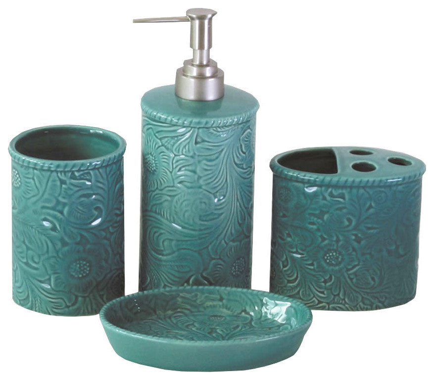 Savannah Bathroom Sets, Turquoise, 6 Piece