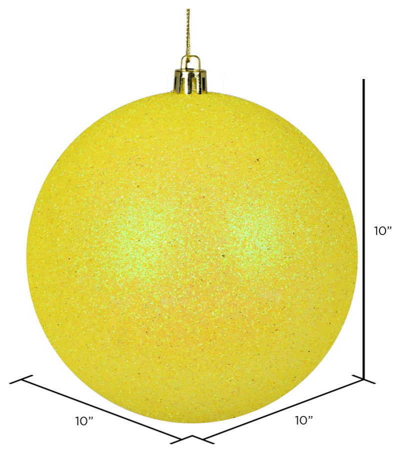 Vickerman N592578Dg 10" Yellow Glitter Ball Ornament