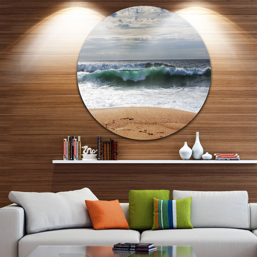 Blue Waves And Blue Sky, Seashore Disc Metal Artwork, 23"