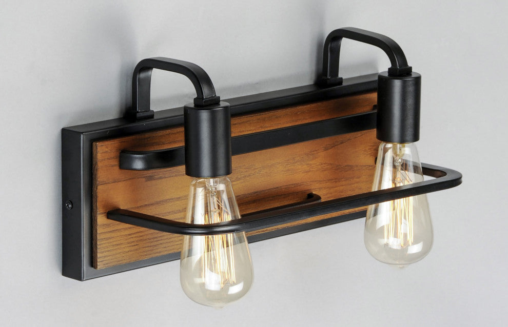 Maxim 10302 Black Forest 2 Light 16"W Bathroom Vanity Light - Black / Ashbury