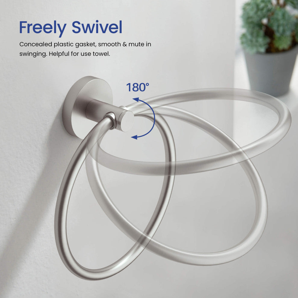 Circular 5-Piece Bathroom Hardware Set, Brushed Nickel