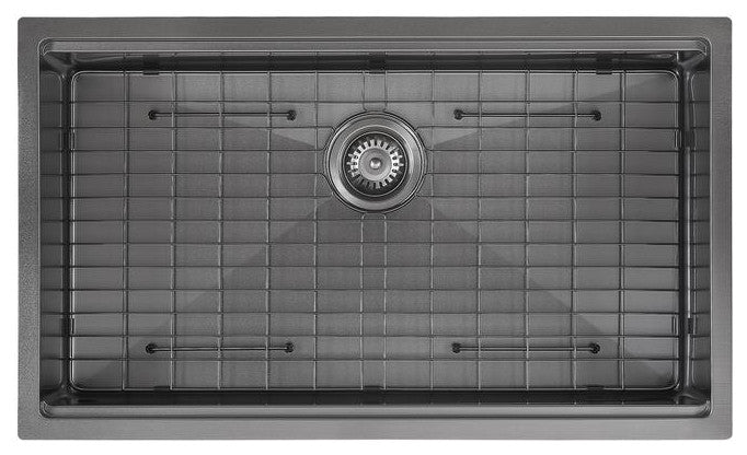 32 in. Single Bowl Undermount Kitchen Sink in Black PVD Nano