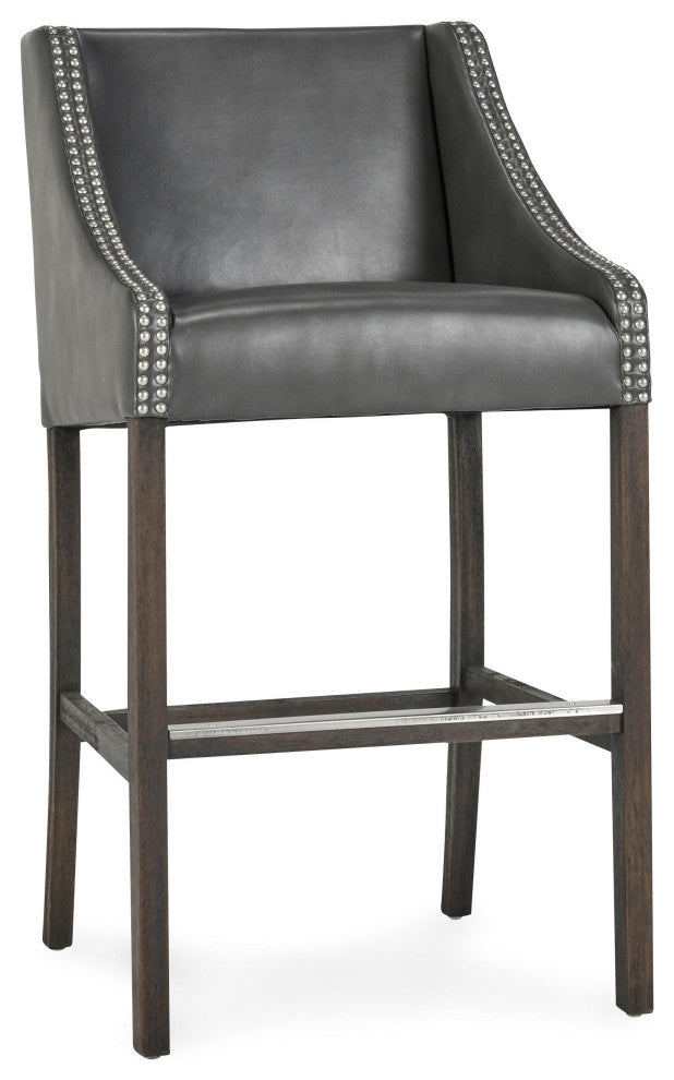 Castaic Stool by Kosas Home, Charcoal Gray, Bar Height