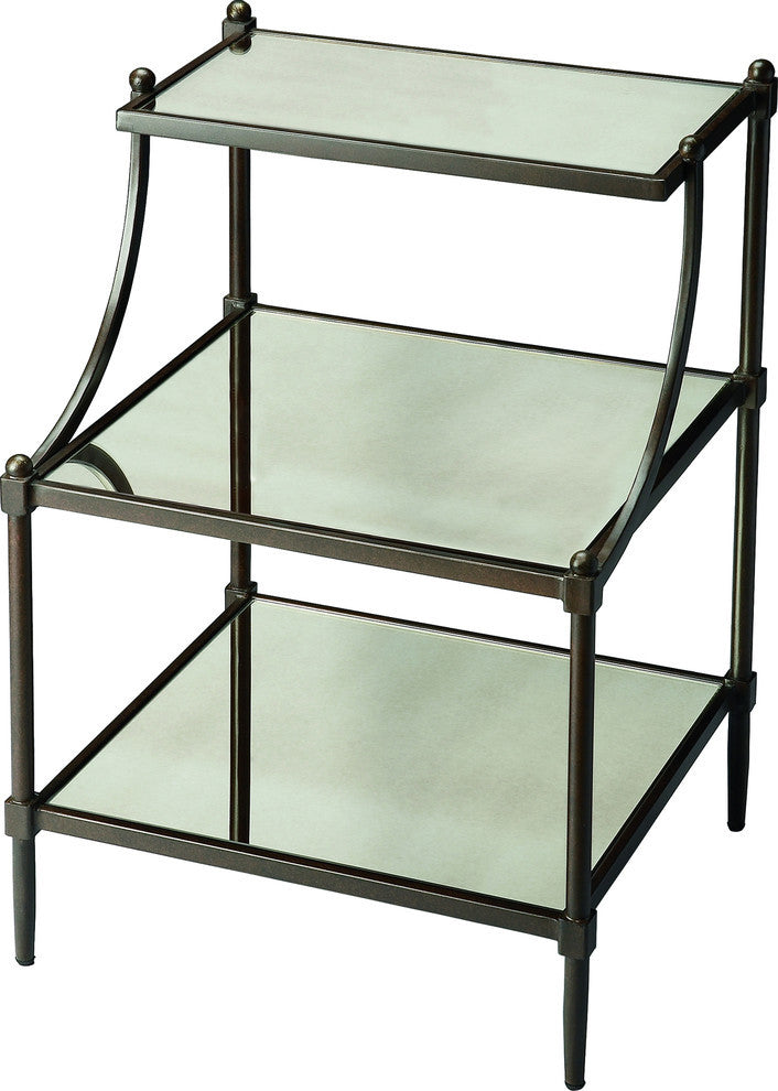 Butler Peninsula Mirrored Tiered Side Table