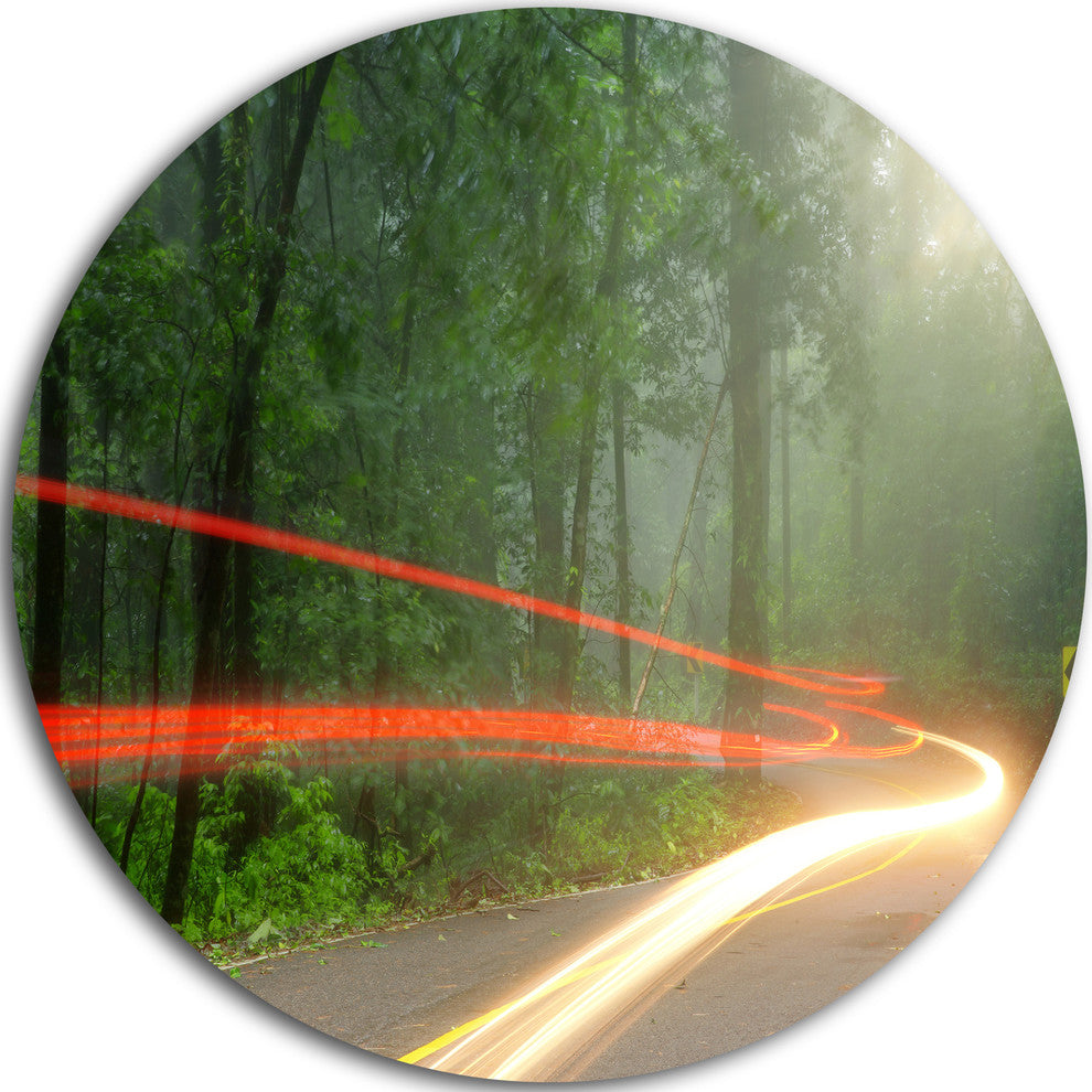 Foggy Morning With Sun Rays, Landscape Photo Round Wall Art, 11"