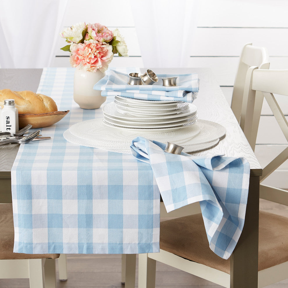 Light Blue Buffalo Check Tablecloth 52X52