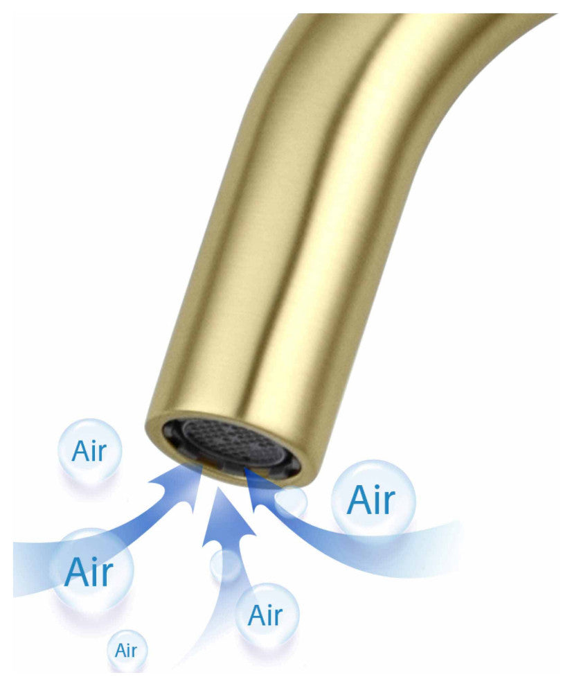 Circular Single Handle High-arc Bathroom Sink Faucet With Drain, Brushed Gold