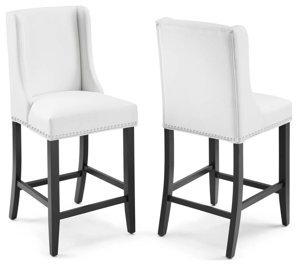 Baron Counter Stool Faux Leather Set of 2 - White