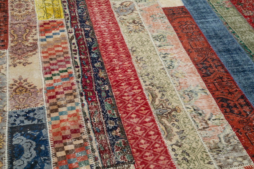 Rug N Carpet - Hand-Knotted Turkish 6' 8" x 10' 1" Unique Patchwork Area Rug
