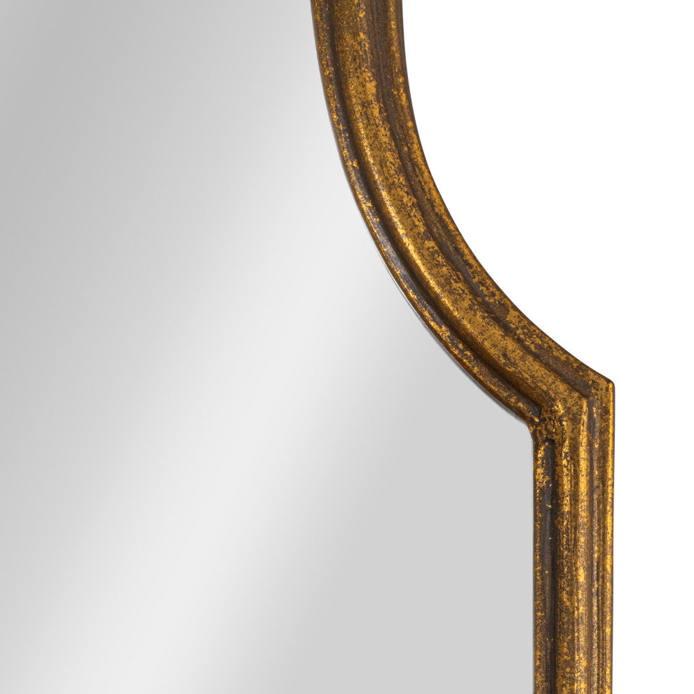 Arched Floor Length Metal Framed Wall Mirror, Antique Goldleaf, Floor Length
