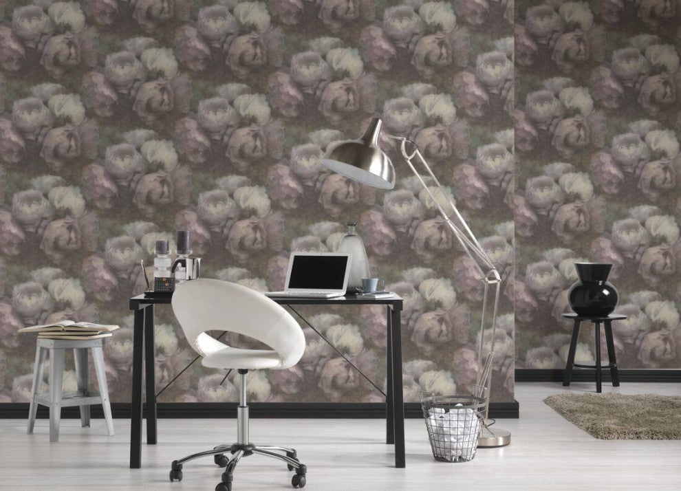 Sample, Floral Textured Wallpaper Featuring Peonies, 373921