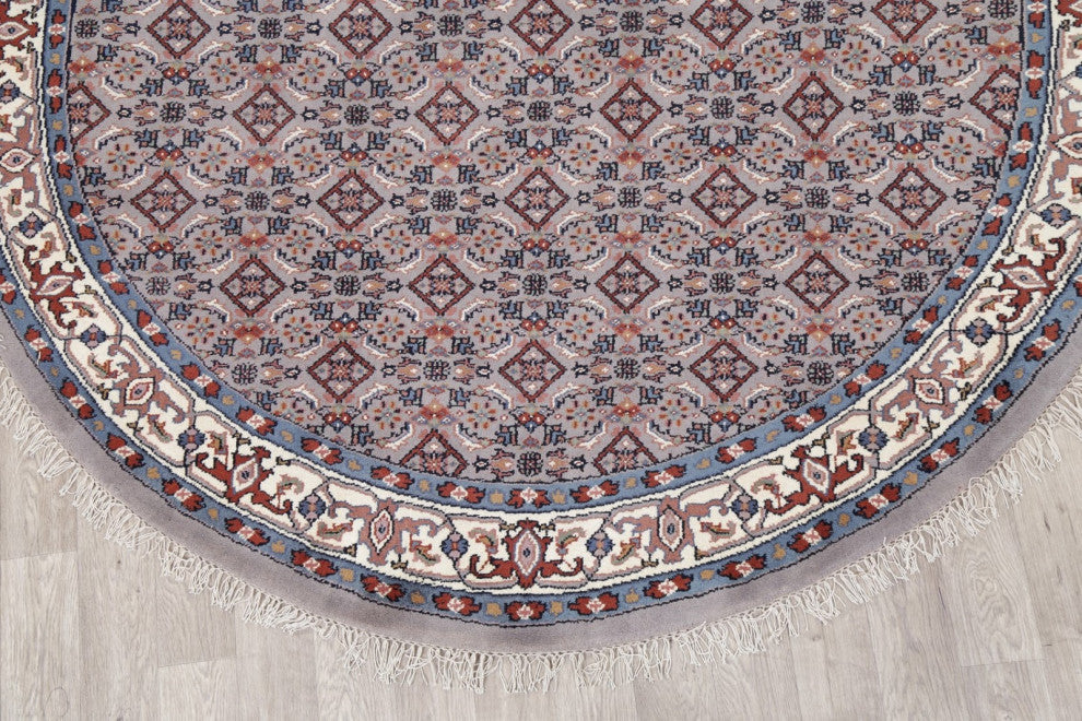Bidjar Oriental Traditional Indian Hand-Knotted Area Rug, Gray, 8'1"x8'1