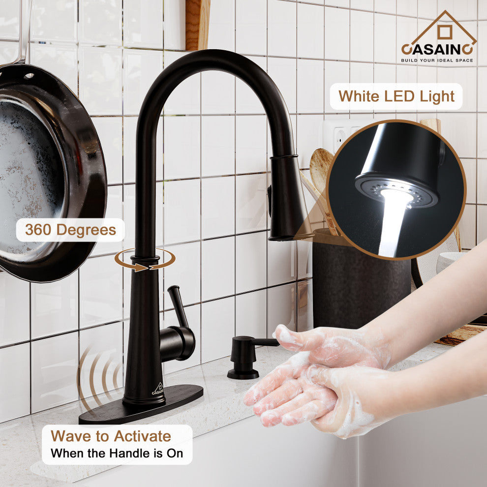 Single-Handle Pull Down Sprayer Kitchen Faucet with Touchless Sensor, Matte Black