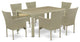 7Pc Outdoor- Natural Color Wicker Dining Set, Patio Table, 6 Armchair