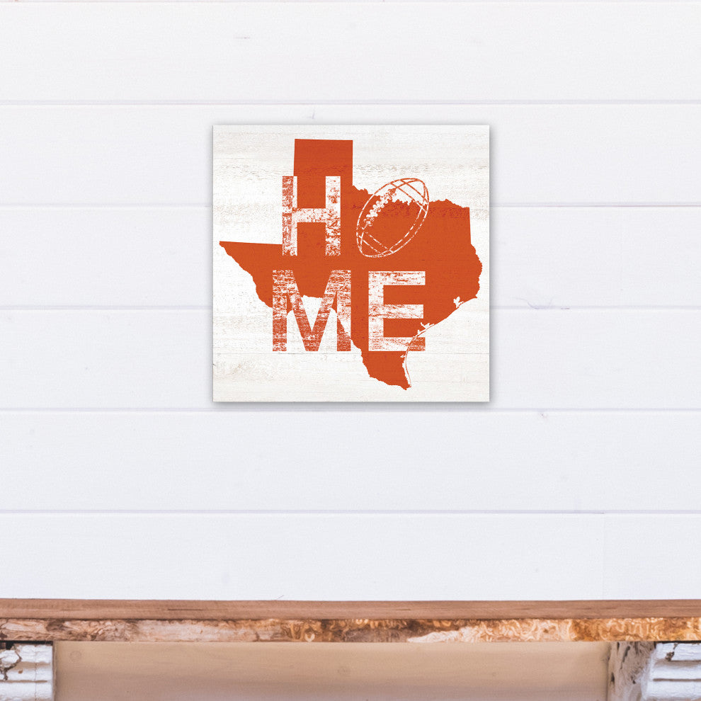 Texas Football State Pride 16x16 Canvas Wall Art, White/Orange
