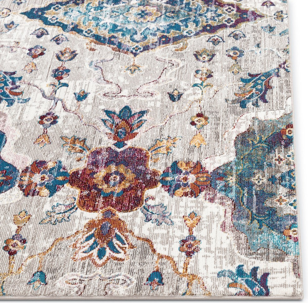 Bleecker St Paloma Ivory Bohemian Vintage Floral Mandala Rug, 5'3"x7'3"