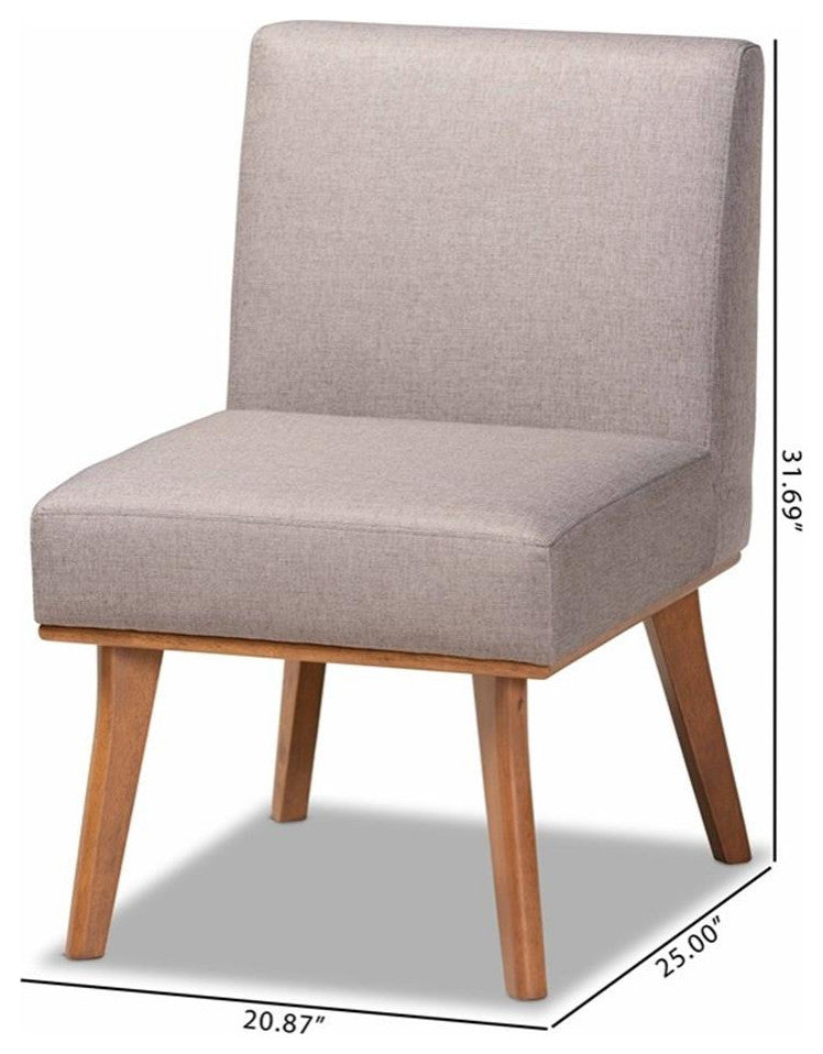 Bowery Hill Grey Fabric Upholstered and Walnut Finished Wood Dining Chair