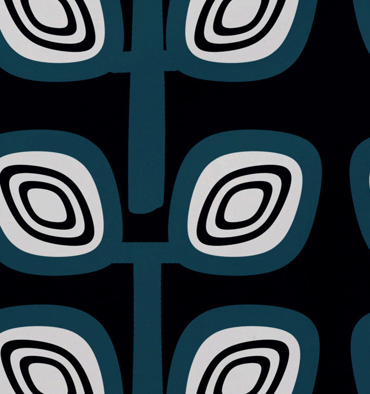 18"x14" Leaf Tree, Geometric Print Placemat, Navy Blue, Set of 4