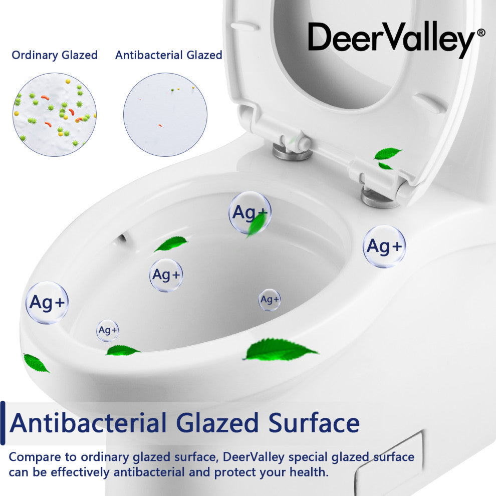 White ADA Comfortable Height toilet Elongated One Piece High-Efficiency Flush