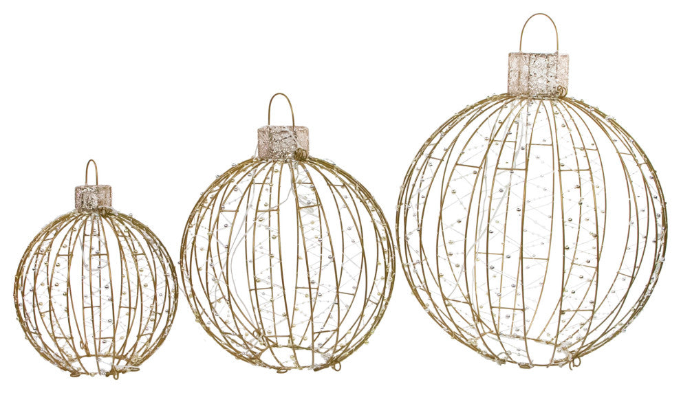 Set of 3 LED Lighted Ornaments Christmas Yard Decoration