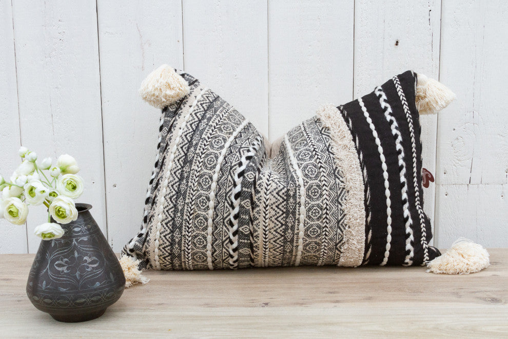 Metallic Gray Nomadic Moroccan Lumbar Pillow