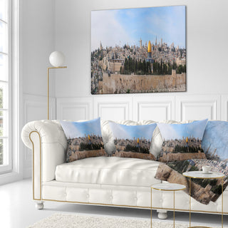 Jerusalem Cityscape Panorama Photography Throw Pillow, 18"x18"
