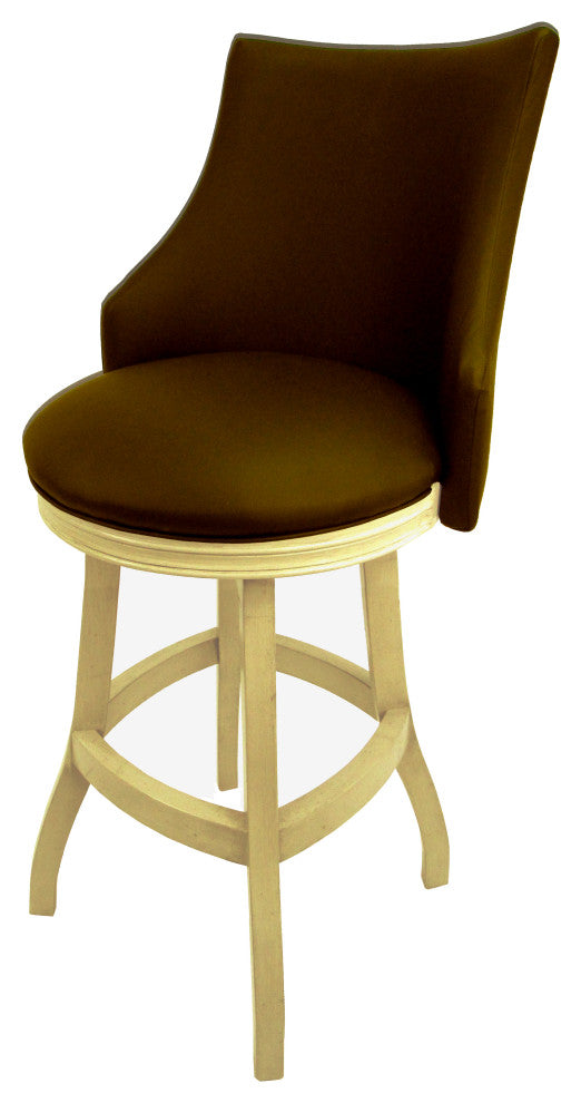 Swivel Wood Bar Stool 30", Bellissima, Brown, Beige