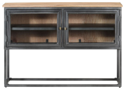 vidaXL Sideboard Storage Buffet Cabinet with Shelves Gray Solid Wood Acacia