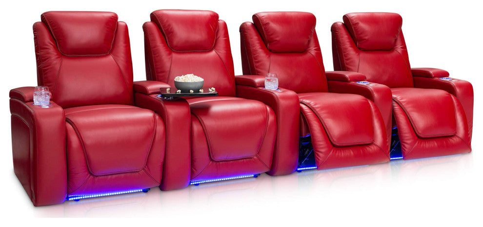 Seatcraft Equinox Home Theater Seating, Red, Row of 4