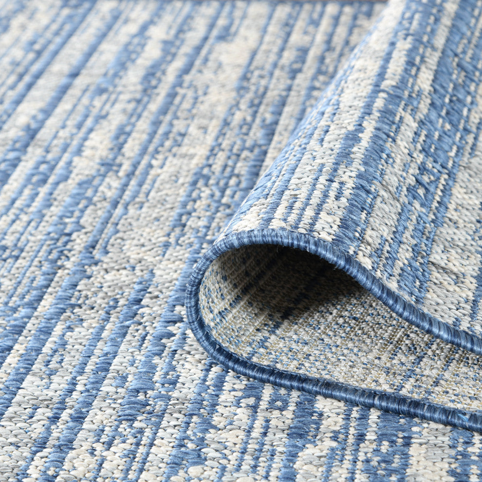 Maryland Cecil Indoor/Outdoor Area Rug, Blue, 8' x 10', Striped