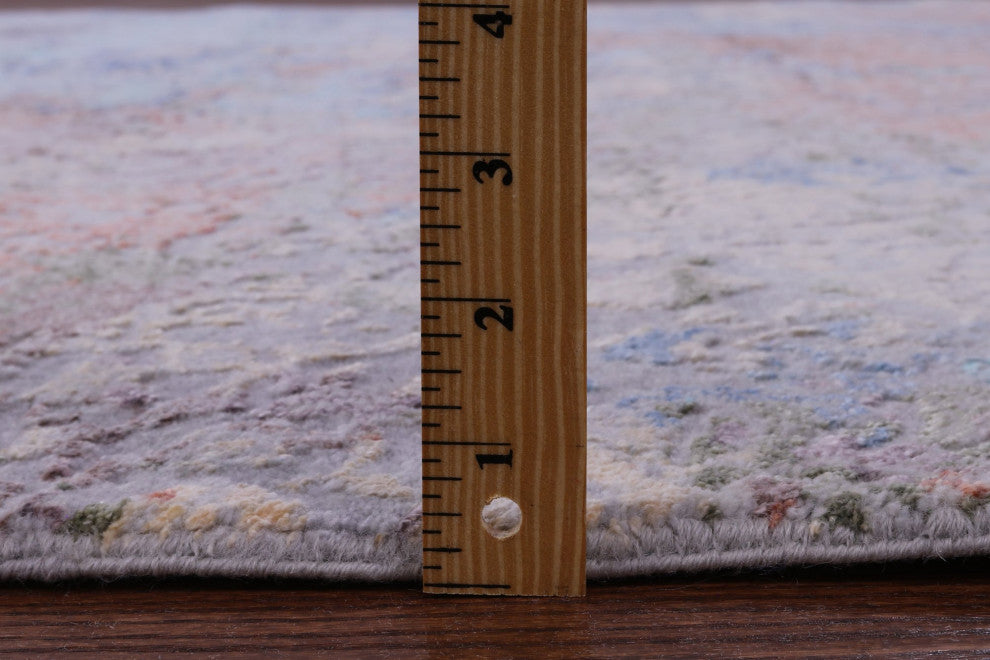 8' Square Modern Wool and Silk Hand Knotted Rug Q11816