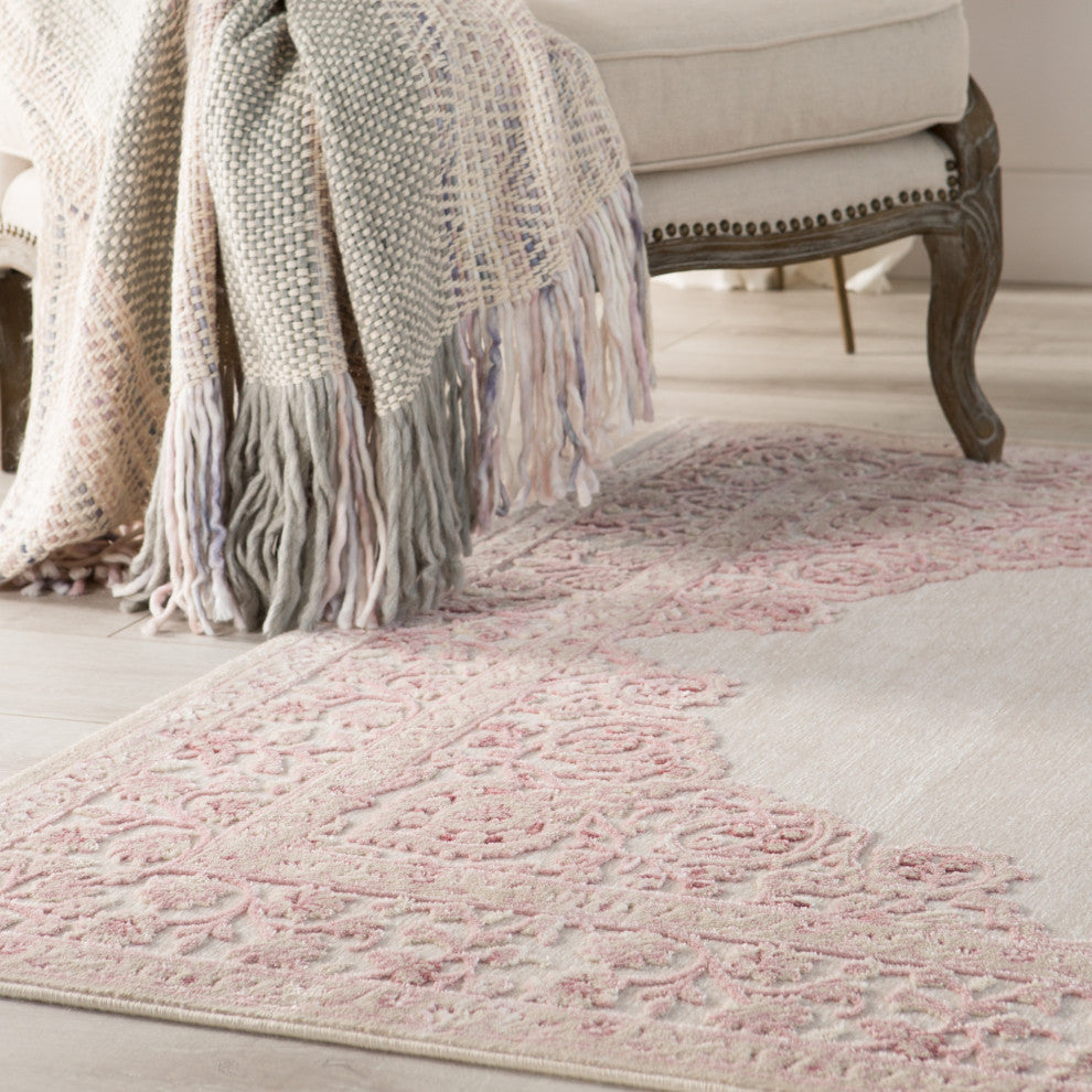 Jaipur Living Malo Medallion Pink/White Area Rug, 2'x3'
