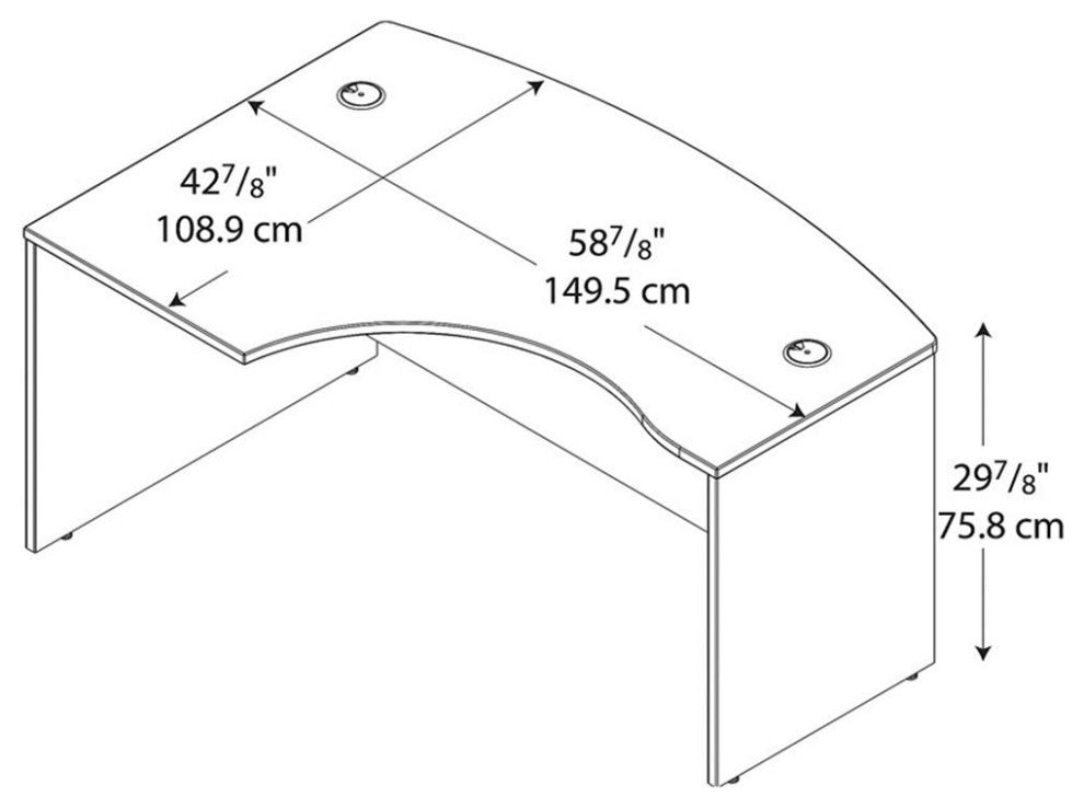 Series C 60W Left Hand L-Bow Desk Shell in Hansen Cherry - Engineered Wood