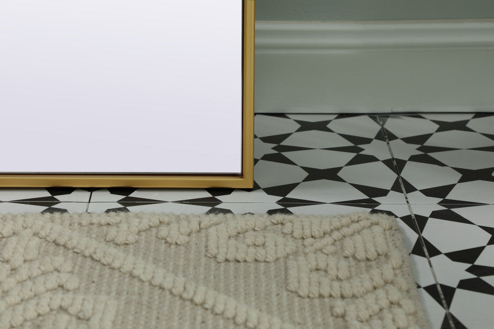 Metal Frame Arch Full Length Mirror 28X66 Inch, Brass