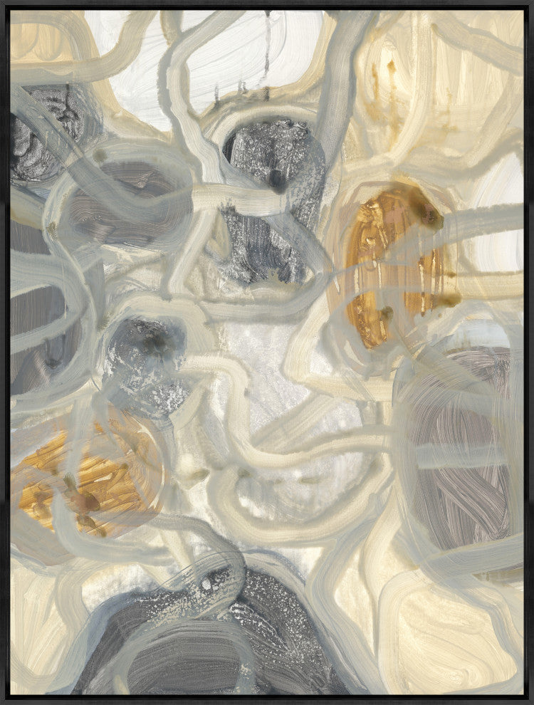 36x48 Stepping Stones III, Framed Artwork, Black