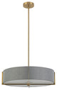 Preston 4 Light Incandescent Pendant, Aged Brass w/ Grey Shade, PST-214P-AGB-GRY