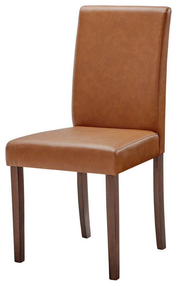 Dining Chair, Set of 2, Tan, Faux Vinyl Leather, Modern, Bistro Hospitality