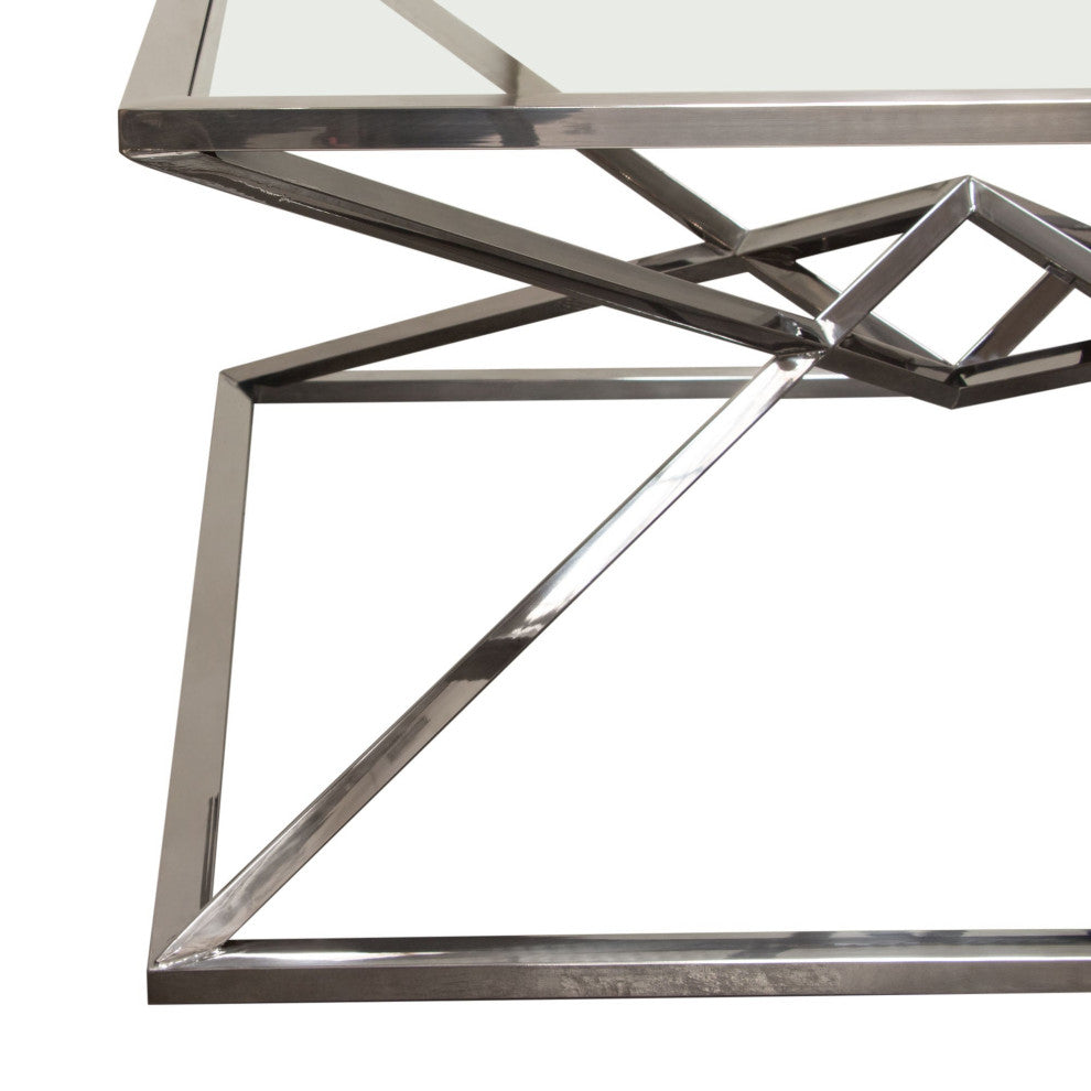 Aria Square Cocktail Table wiith Metal Base, Black