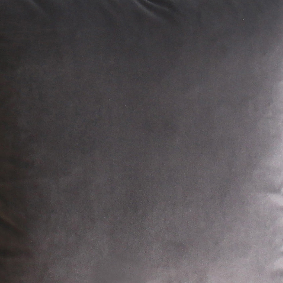 Sonora Plush Velvet 20x20 Square Throw Pillow, Dark Grey