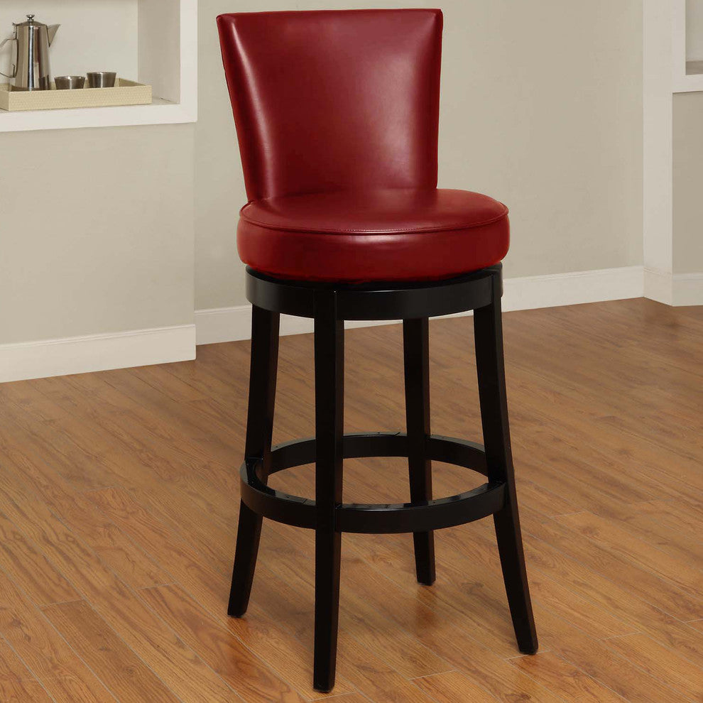 Galacia Swivel Barstool, Red Bonded Leather 30" seat height