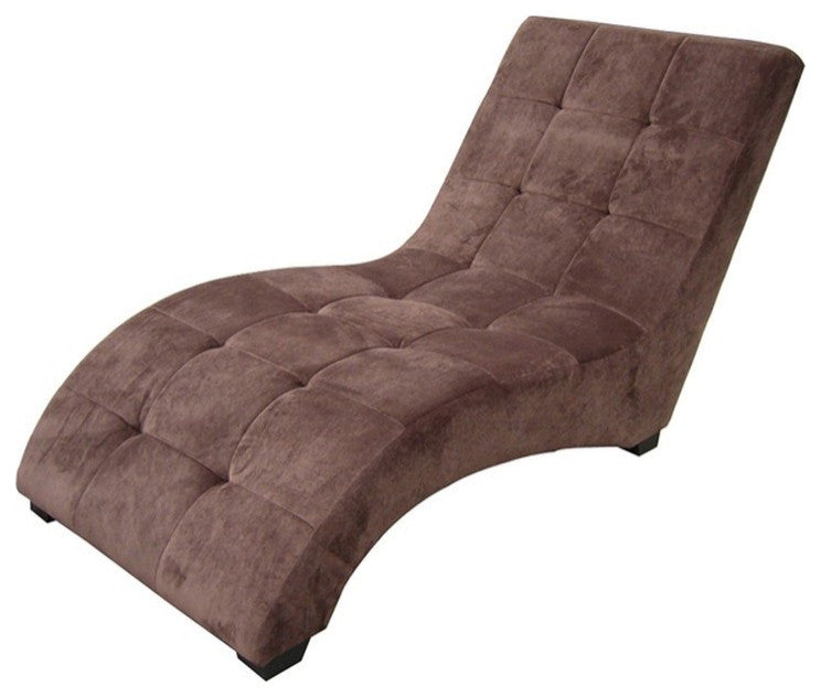 52" Brown Faux Suede Curved Chaise Lounge Accent Chair