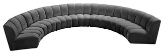 Infinity Channel Tufted Velvet Modular Chair, Gray, 7 Piece