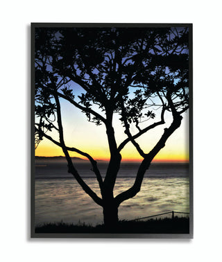 Tree Silhouette Landscape Photograph, 16"x20", Black Frame