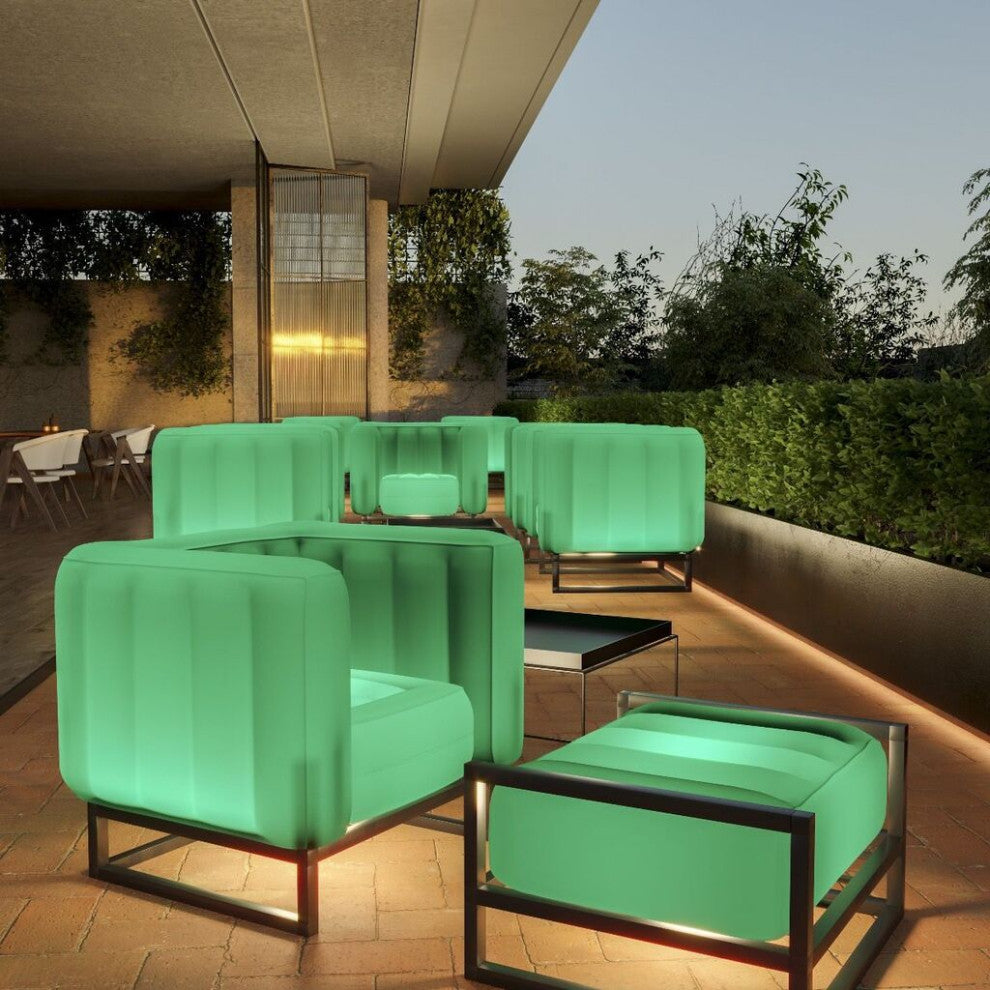 Mojow Eko Yomi Armchair Wood Frame Mattress Translucent with Lighting, Green