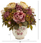 16" Peony Artificial Arrangement, Floral Vase