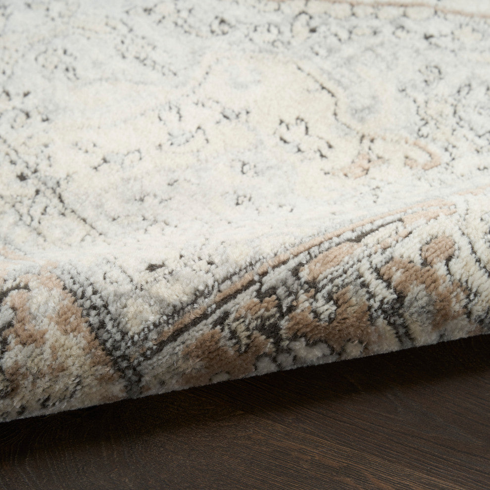 Nourison Quarry 2'2" x 10' Ivory Grey Taupe Vintage Indoor Rug