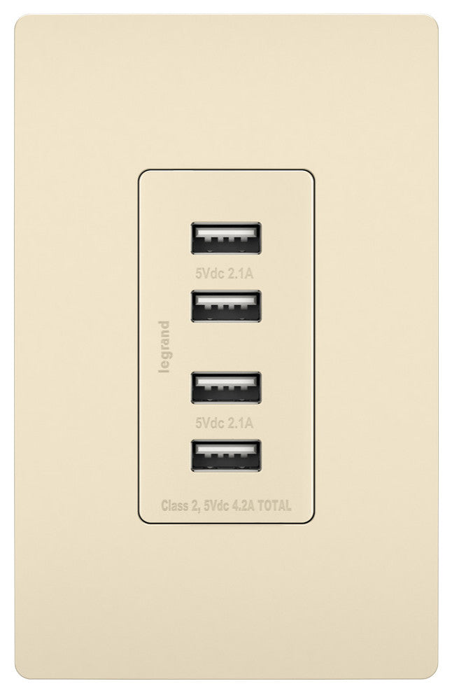 Quad USB Charger, Light Almond